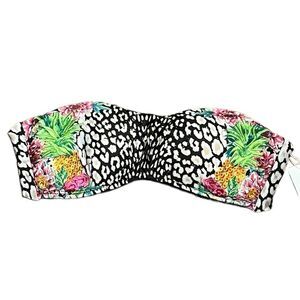 PQ Swim Pilyq Safari Embroidered Bandeau Strapless Swimsuit Top, Size S, NWT